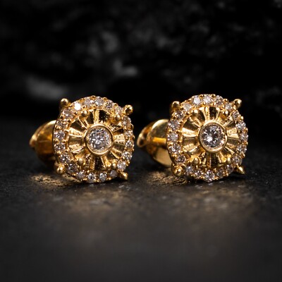 Gelbgold 0,30 ct kleine runde im Labor gezüchtete Diamant Wunder Set Ohrstecker