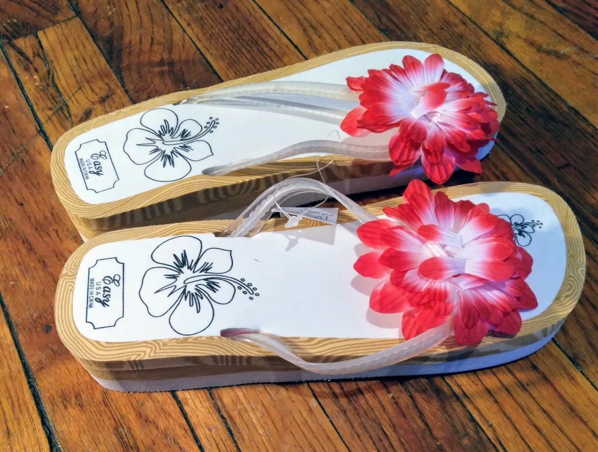Flip flops with flowers on best sale top