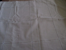tan / beige cotton blend tablecloth brown stitching 52 x 68 Better Home Garden