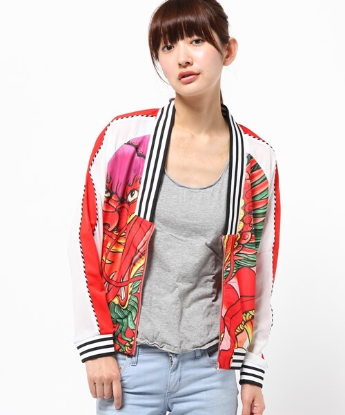 Adidas Originals x Rita Ora Dragon Print Track Jacket Red Adidas Originals x Rita Ora Dragon Print Track Jacket Red