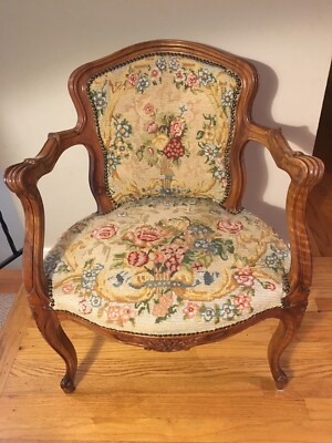 Vintage French Louis XV Classical Style Walnut Fauteuil Chair, circa 1900 