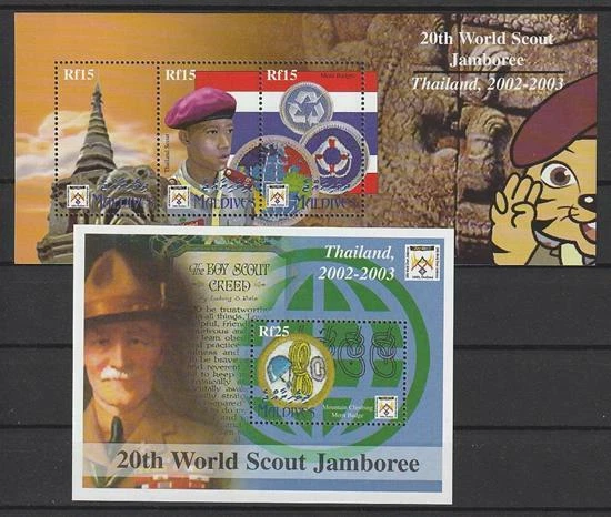 Malediven aus 2002 ** postfrisch MiNr. 3676-3978 Kleinb. + Block 522 Pfadfinder - Bild 1 von 1