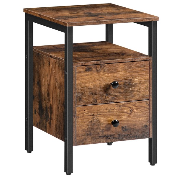 Nachttisch, Beistelltisch, Nachtschrank Mit 2 Schubladen, 40 X 40 X 61 Cm, Na...-image