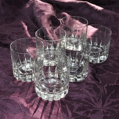 Set/6 Lufthansa Rosenthal Tivoli Crystal Rocks Lowball 3 1/8''Tall Etched Logo