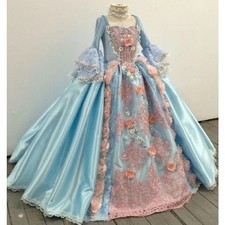 Victorian Prom Dresses Sky Blue Half Sleeve A-Line Floor Length Evening Gowns