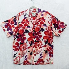 Paradise Found Honolulu Hawaii Floral Rayon Vintage Shirt Size Large (READ)