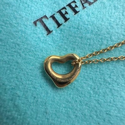 Tiffany ＆ Co. Open Heart Necklace 18K Gold 7mm Elsa Peretti with