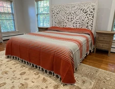 Hand loom  King Size Cotton Bedspread From Oaxaca Mexico.