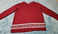 Michael Kors Womens M Sweatshirt Blouse Maroon Long Sleeve Pullover
