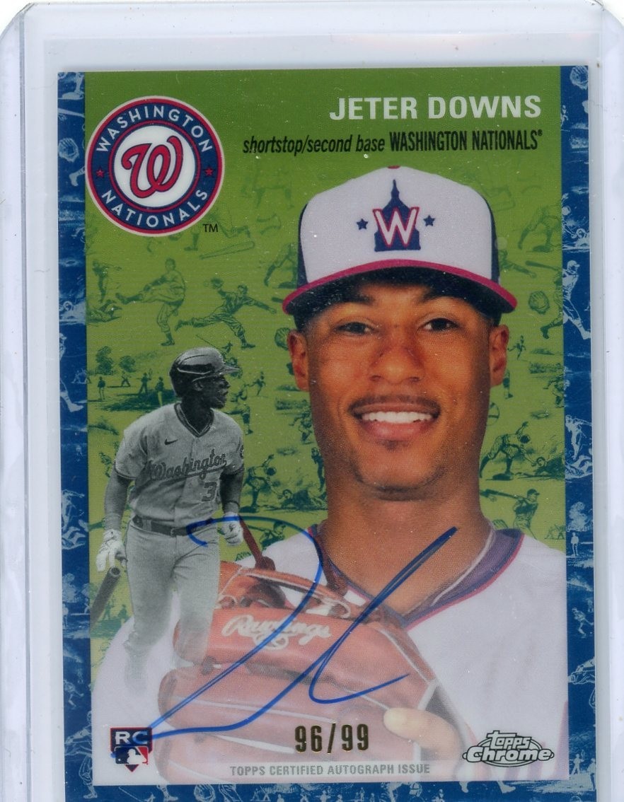 2023 Topps Chrome Platinum Auto Jeter Downs Toile Blue Refractor /99!