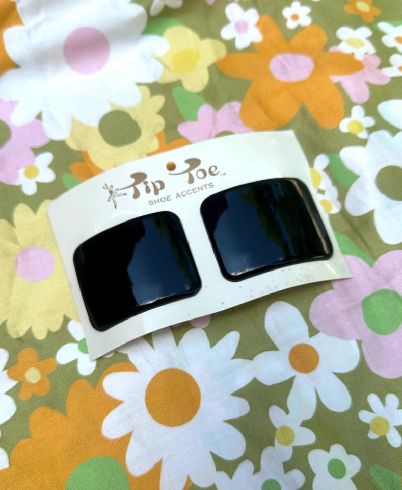 Vintage Mod Schuhclips, schwarz glänzend rechteckig Kunststoff Schuhclips von Sears - Bild 1 von 1