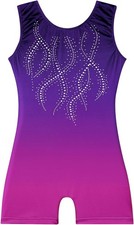 EQSJIU Leotards for Girls Gymnastics Sleeveless Sparkly 3-4T, Dark Purple