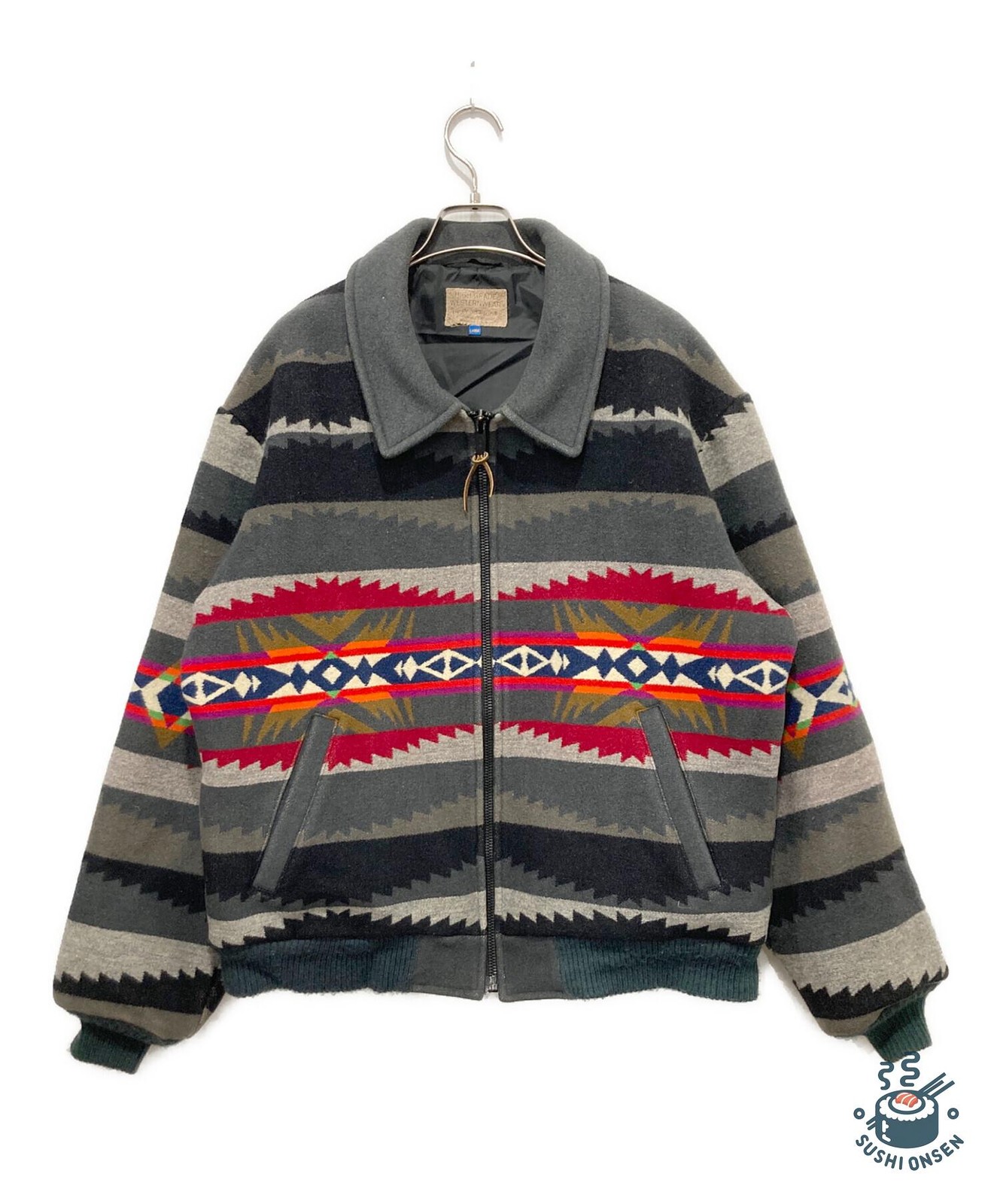 PENDLETON native pattern wool jacket Size: L Gray… - image 1