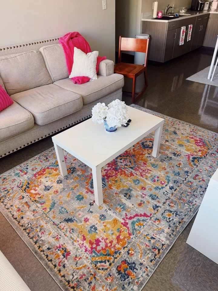 Vintage Multicolor Area Rug 6x9 – Boho Floral Pattern – Gently Used - Image 3 of 4