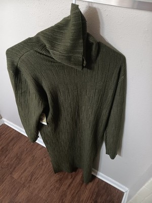 Division-D Olive Green Knit Turtleneck Sweater Dress Plus Size 1X/2X Long Sleeve