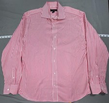 Express Design Studio Dress Shirt Mens L Red Stripe Classic Fit Long Sleeve