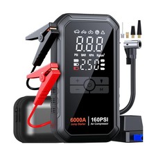 Portable 10-in-1 Car Battery Jump Starter with Air Compressor 6000A 160PSI Po...