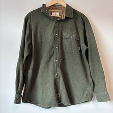 Legendary Whitetails Mens L Green Flannel Shirt Button Front Cotton Pocket #0190