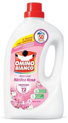 Omino Bianco Flüssigwaschmaschine 50 Messlöffel rosa Seerose Made In Italy