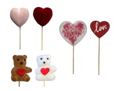 Florist Heart Picks - Valentines Bear Mother's Day Wedding Flower Decor Pack