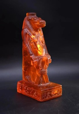 Rare Ancient Egyptian Antique Statue God Taweret Hippopotamus Amber Stone 130 BC
