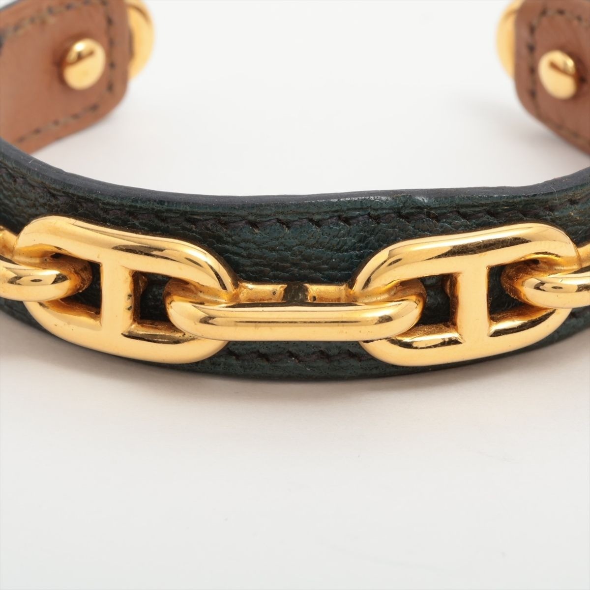 Hermes  Chaine d'Ancre Leather/Metal Khaki/Gold Unisex Good Condition Used thumbnail 2
