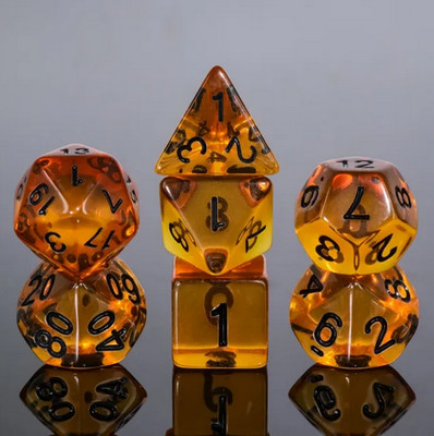 NEW RPG / D&D / AD&D Dice Set of 7 - Gem Amber