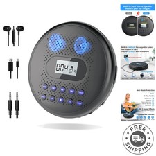 Dual Stereo Speakers Included - Rechargeable CD Player with Anti-Skip Protection