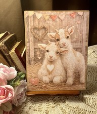 Valentine Animals: Sweet Goats, Handcrafted Plaque #1