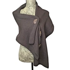 PURE Hand-Knit Wrap Scarf OS Brown 100% Cotton Sustainable Artisan Luxury Shaw