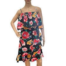 Who What Wear Womens Dress Sz Large Island Floral Ruffle Off Shoulder Party NEW