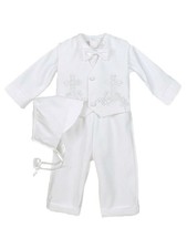 Kaifer Baby Boys  "Floral Crosses" 4-Piece Christening Tuxedo Color: white Size: