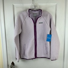 Columbia Girls Jacket Size L 14/16 Youth Fleece Zip Up Purple Cozy Camper NWT