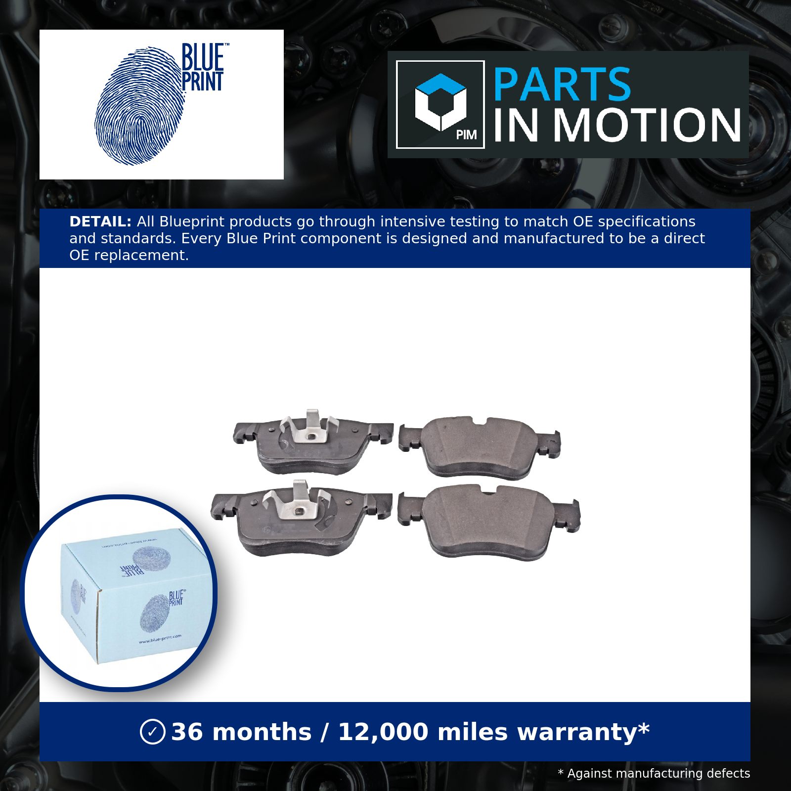 Front Brake Pads C4 Picasso Set Kit Fits Citroen Blue Print ADP154212 - Image 4