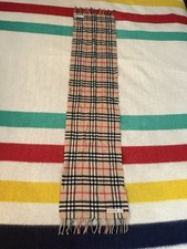 Authentic BURBERRY 100 Cashmere Scarf Classic Nova Check Plaid Made in Scotland