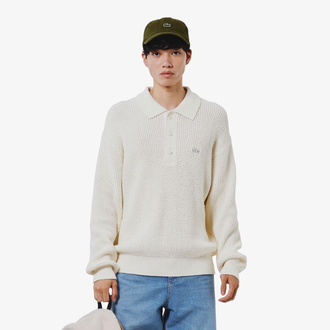 LACOSTE waffle knit polo sweater