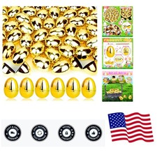 60 Pcs Shiny Golden Metallic Easter Eggs Bulk, 2.3 ", Fillable Gold Empty Egg...