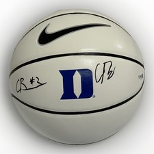 CAM and CAYDEN BOOZER signed (DUKE BLUE DEVILS) logo basketball JSA COA CJ56989