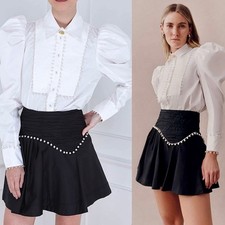 Aje Florence Pearl Trim Mini Skirt Black US Size 4