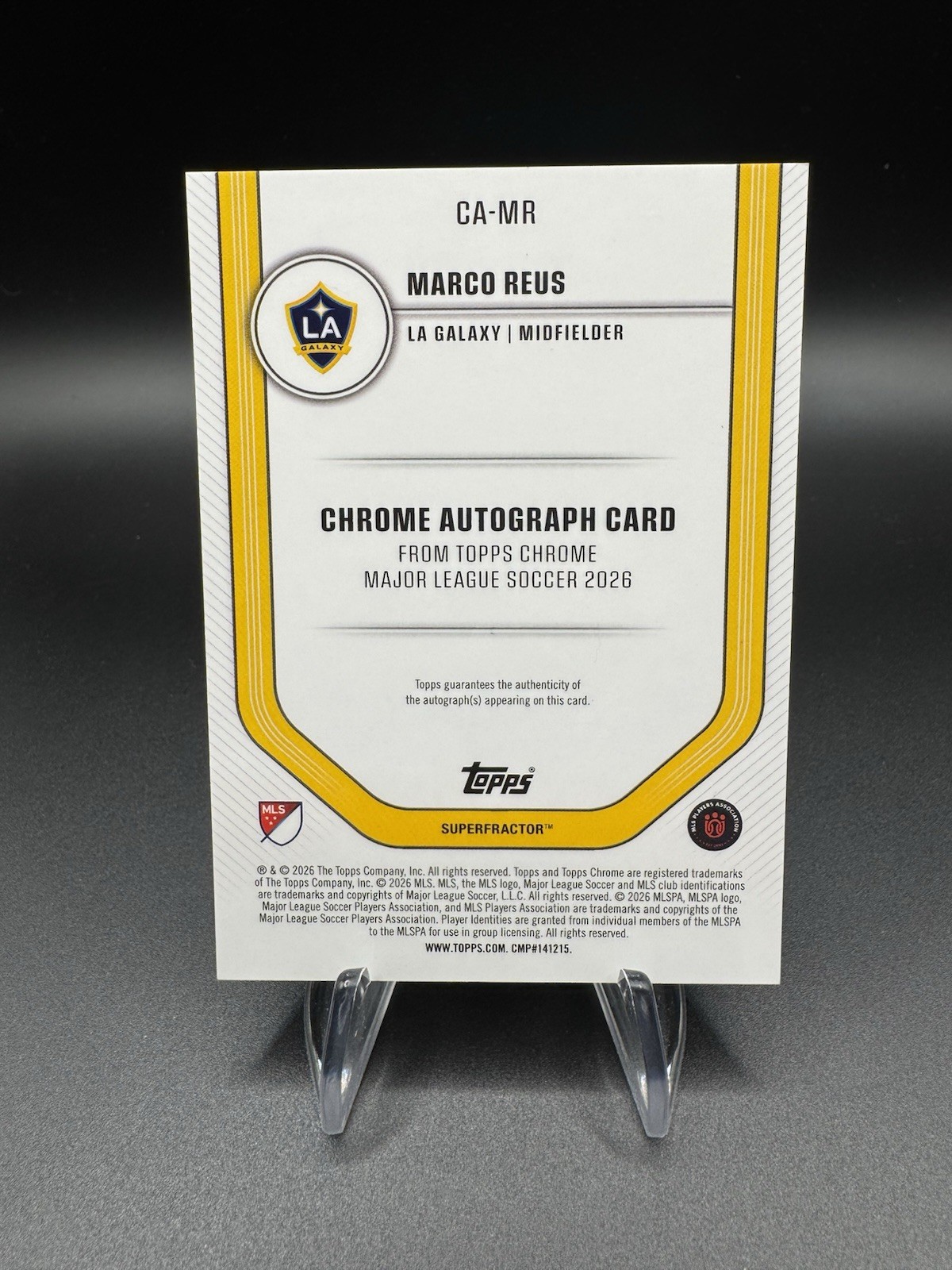 2026 Topps Chrome MLS - Marco Reus 1/1 Superfractor AUTOGRAPH CARD LA GALAXY view 2
