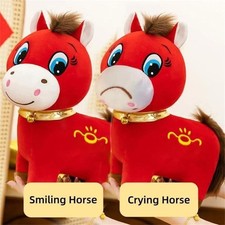 Year of The Horse 2026 Plush,Funny Smiling/Crying Horse Plushie Figurine