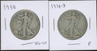 Lot of (2) Coins - 1938 & 1938-D Walking Liberty Halves *Semi-Key Date!*
