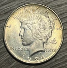 1924 Peace Dollar 90% Silver .900 USA Coin AU Almost Uncirculated Toned Toning