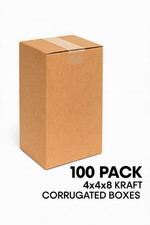 100 Corrugated Shipping Boxes 4x4x8 Kraft Cardboard Cartons Mailing Packing