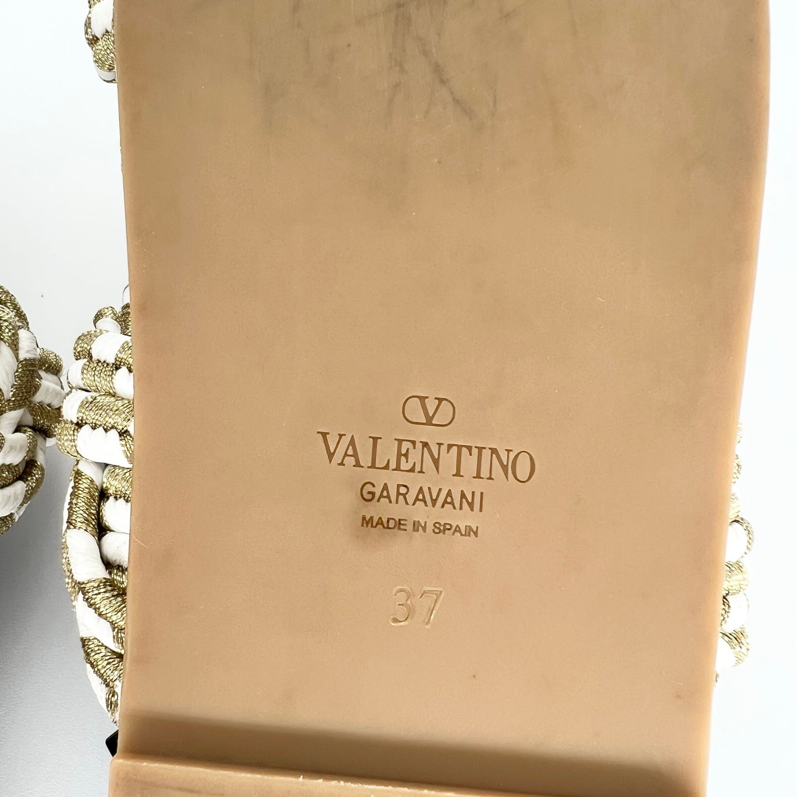 VALENTINO GARAVANI Rockstud Metallic Rope Slide Espadrille EU 37 Gold Sandals  thumbnail 12