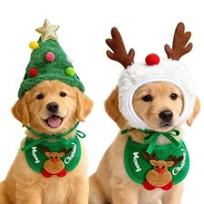 Dog Christmas Costume Funny Cute Festive Pet Hat and Bandana Apparel