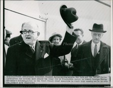 1951 President Vincent Auriol French Robert Schuman Ny Wirephoto 7X9 Vintage