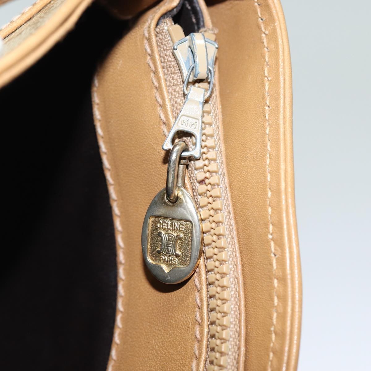 Celine Vintage Macadam Canvas And Leather Beige Shoulder Bag — image 21