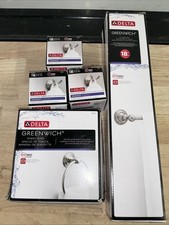 Delta Greenwich Bundle 18-Inch Towel Bar, Ring  Towel Hooks - Brushed Nickel