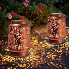Outdoor Solar Lanterns Waterproof - Metal Hanging Solar Lights Outdoor Decorativ